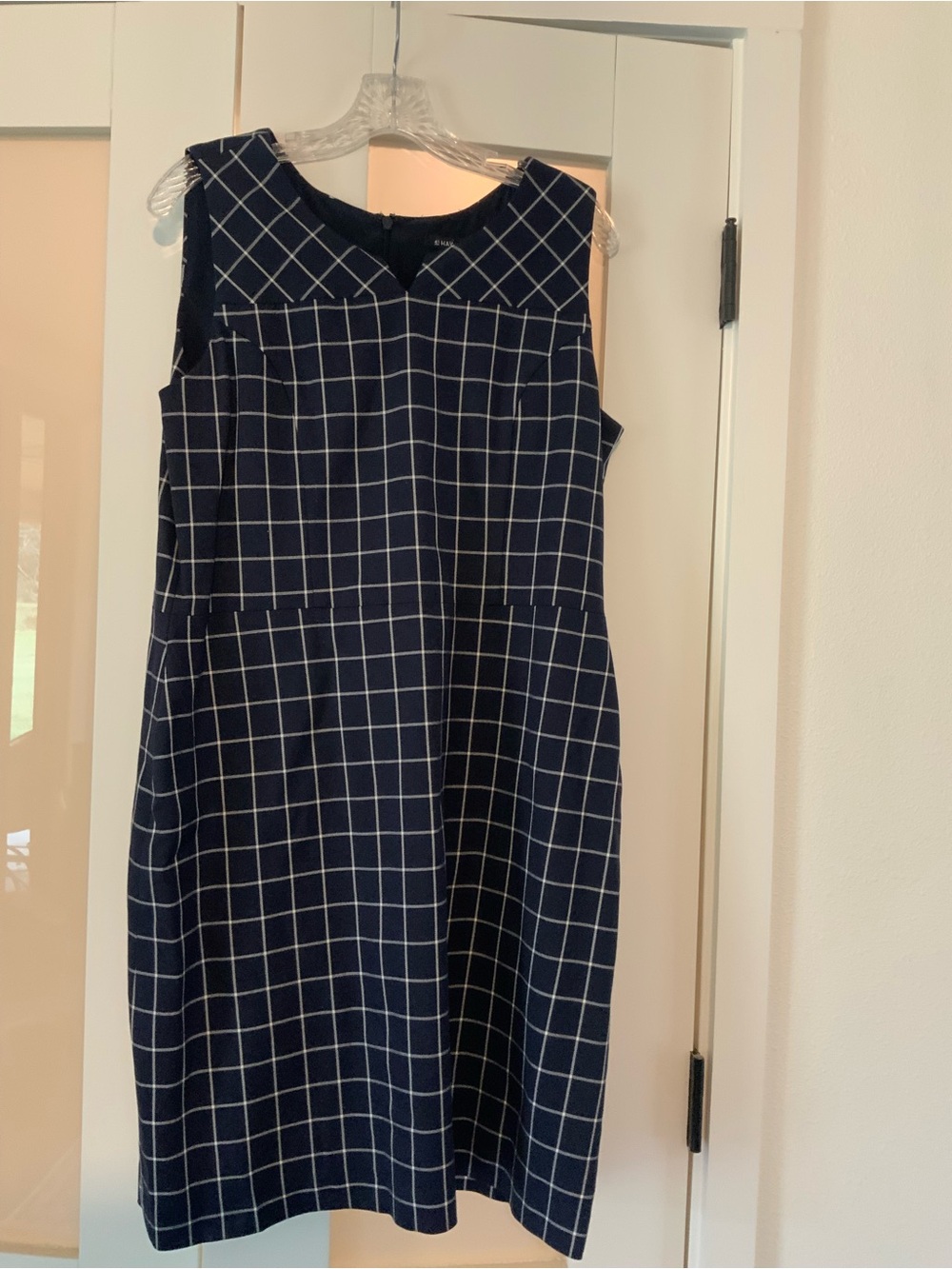 41 Hawthorn Navy and White Windowpane Sheath Dress